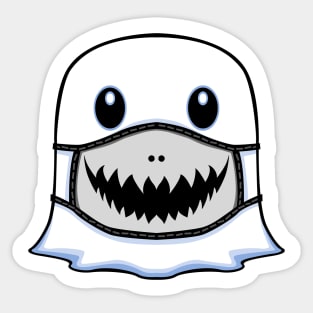 Ghost Halloween with Pumpkin Smile Mask Sticker